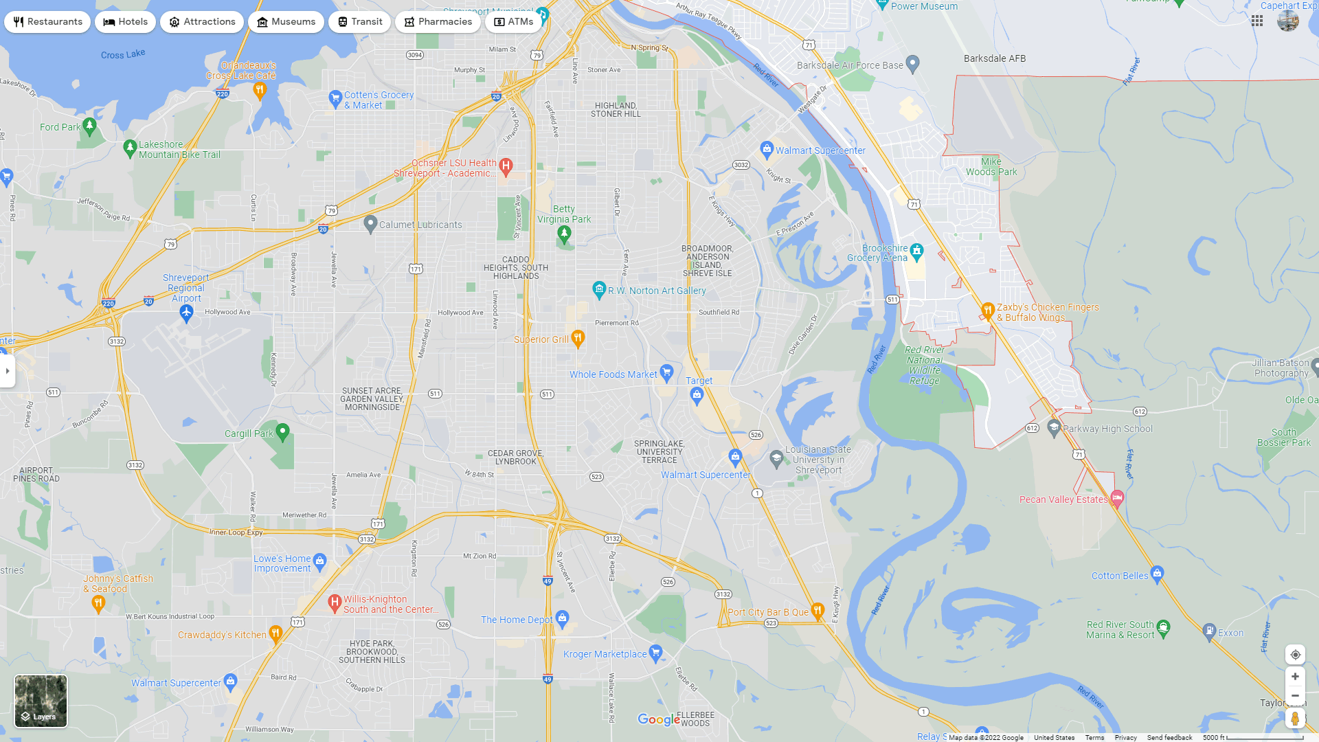 Bossier City Louisiana Map